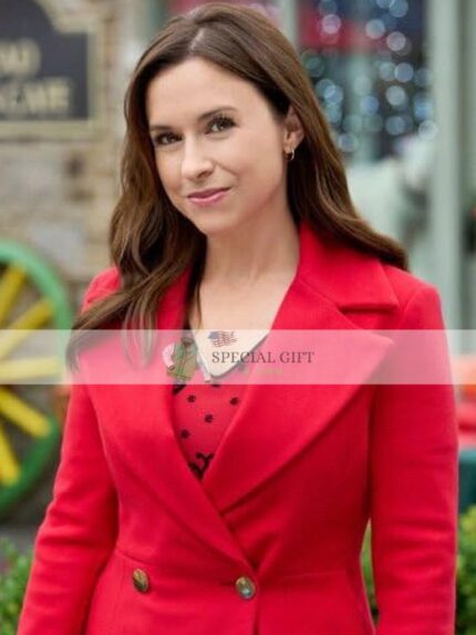 Christmas 2023 Lacey Chabert Red Trench Wool Coat