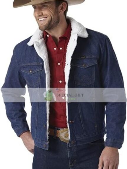 Men's Cowboy Blue Denim Shearling Jacket