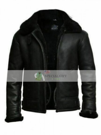 Black Leather Shearling Jacket