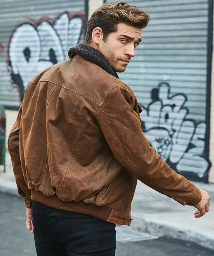Chris Men’s Real Leather Fur Collar Brown Jacket