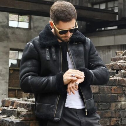 Men B3 Bomber Shearling Sheepskin Real Leather Jackets