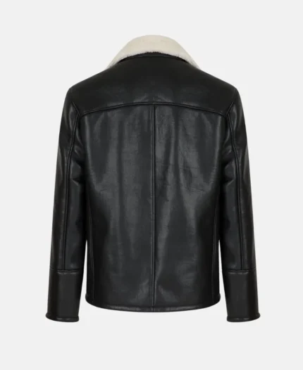 Moto Style Real Shearling Black Leather Jacket