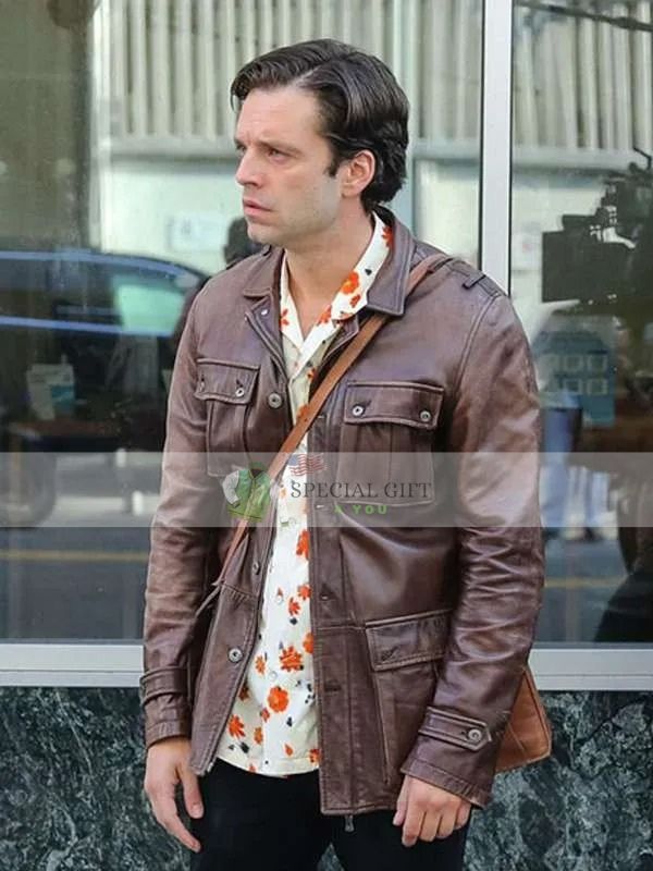 Sebastian Stan A Different Man 2024 Brown Leather Jacket