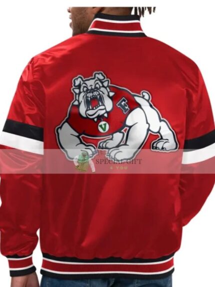 Fresno State Bulldog Home Game Red Varsity Jacket