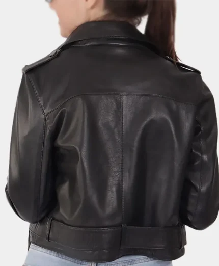 Anna Womens Black Leather Biker Jacket 