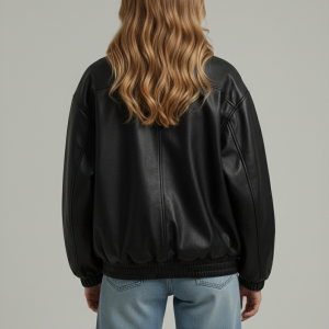 Automet Women Black Leather Jacket