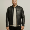 Basic Black Leather Jacket For Men