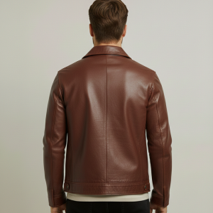 Classic Men’s Cafe Racer Brown Leather Jacket
