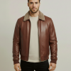 Dean Mens Slim Fit Brown Leather Jacket