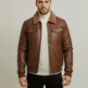 Ezra Men Leather Brown Jacket