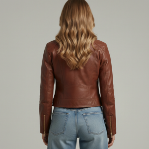 Sheepskin Leather Brown Jacket For Women