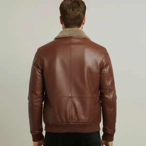 Style Brown Genuine Leather Cafe Racer Leather Jacket For Men