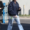 Los Angeles Street Style Hailey Bieber Blue Bomber Jacket