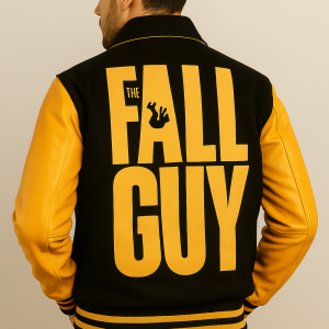Ryan Gosling The Fall Guy Black and Yellow Varsity Jacket