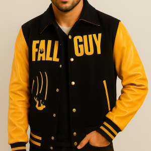 The Fall Guy 2024 Ryan Gosling Black and Yellow Varsity Jacket