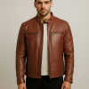 Austin Chocolate Brown Waxed Mens Leather Jacket