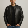 Mens Lambskin Black Cafe Racer leather Jacket Special Gift 4you