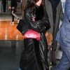Jenna Ortega Black Fur Leather Coat