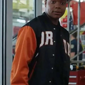 9-1-1 S09 Elijah M. Cooper Black & Orange Varsity Jacket