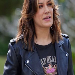 Stephanie Panozzo Home and Away Black Leather Jacket