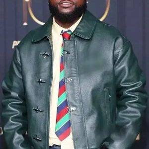 Davido Power 100 Party Green Leather Jacket