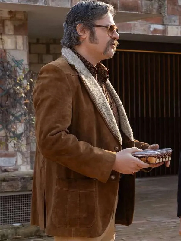 Edoardo Pesce The Big Fake Shearling Brown Suede Leather Blazer