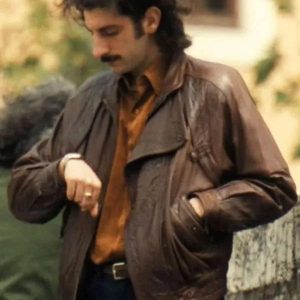 Pietro Castellitto The Big Fake Brown Leather Jacket
